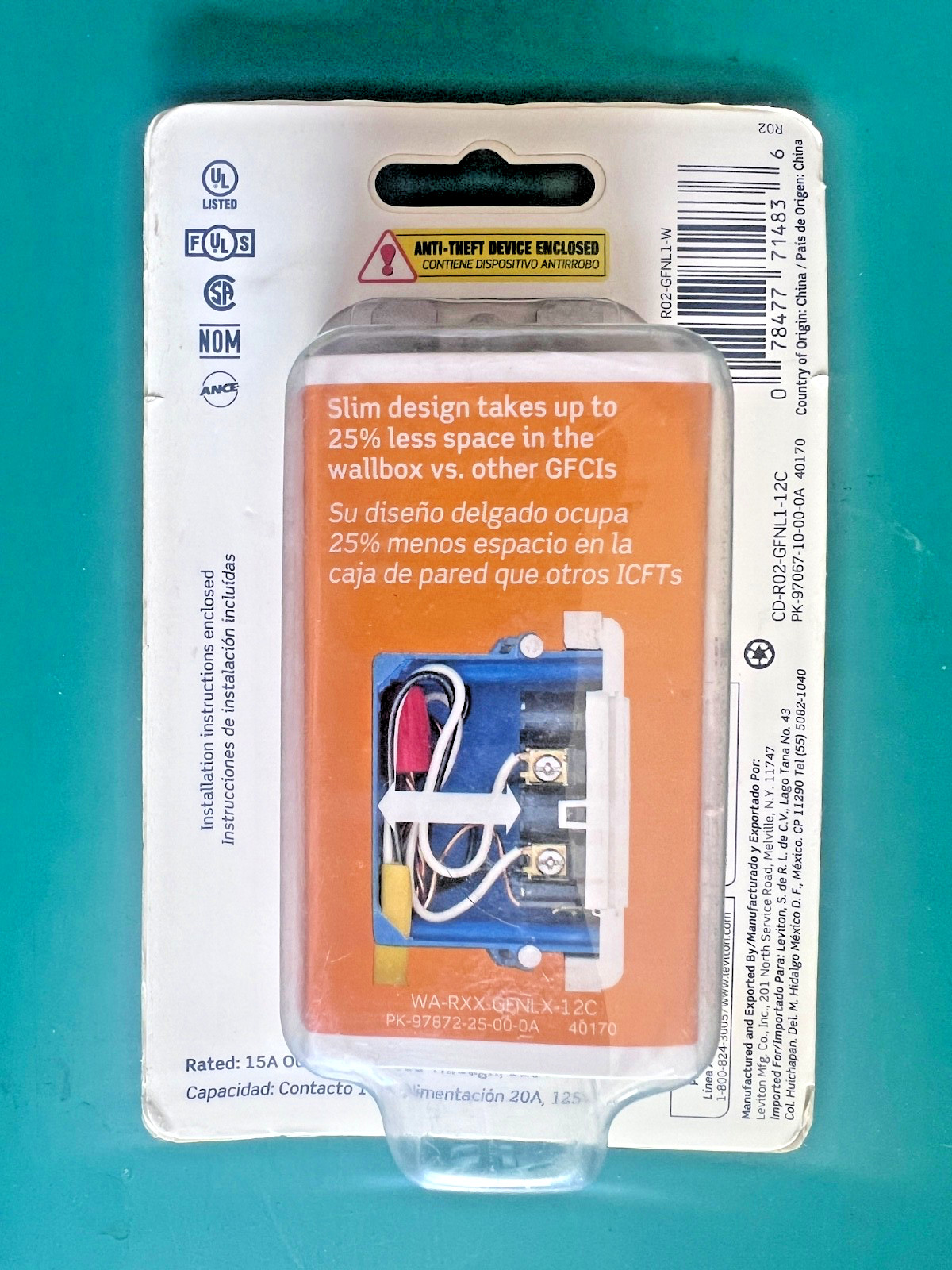 Leviton GFCI guide light Slim Design Self Test White GFNL1-W
