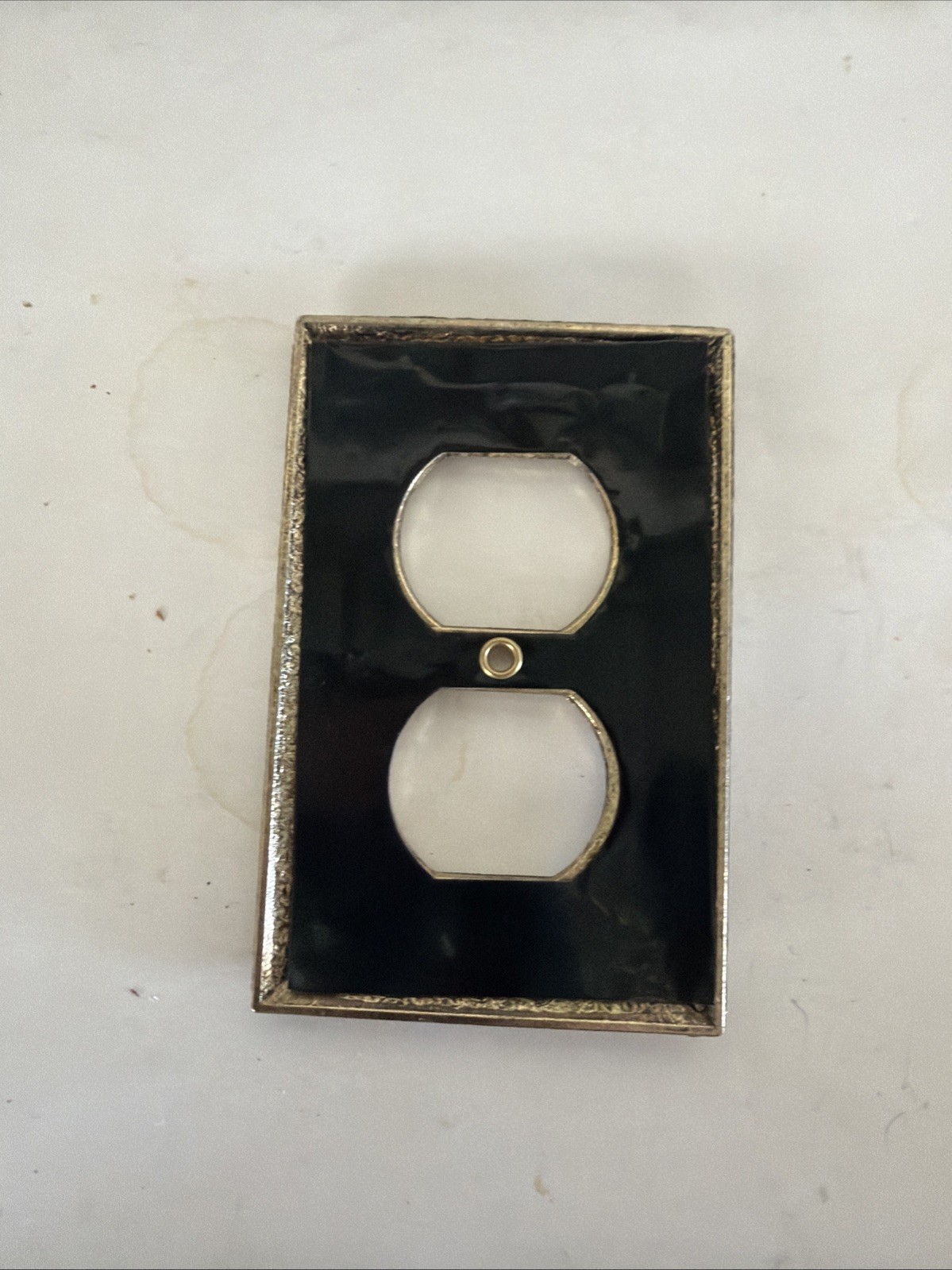 Vintage Brass Plated Floral Filigree Decorative Outlet Plate Wall Box Cover