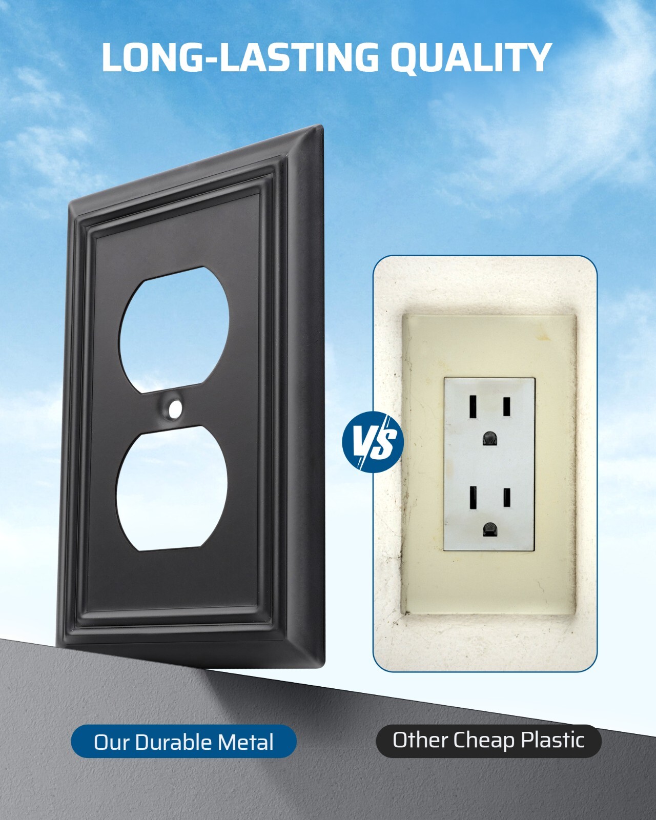 DEWENWILS Metal Outlet Cover, Standard Size Switch Cover, 4 Pack, Black