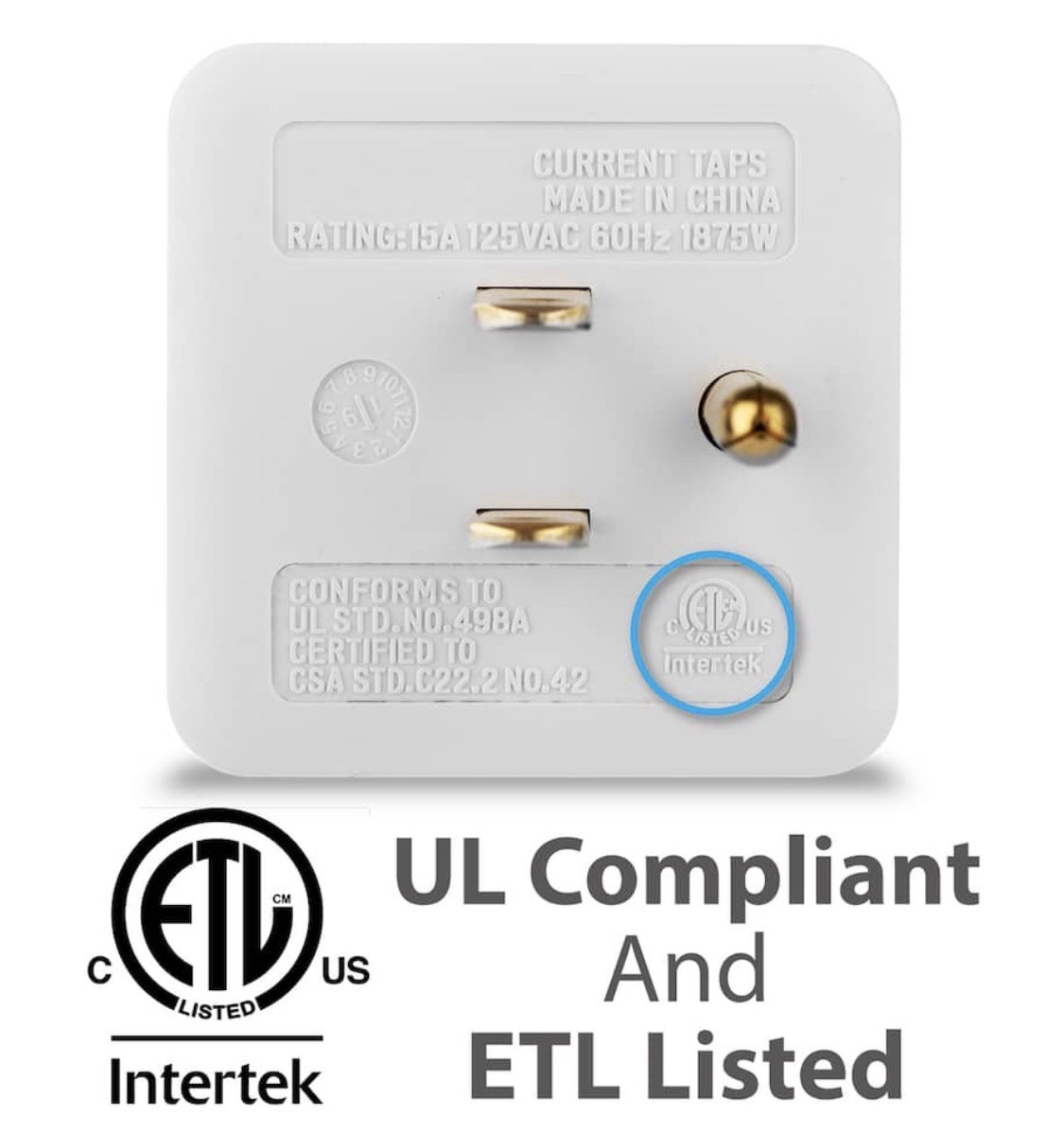 3-Outlet Extender, Fosmon 90 Degree Plug Outlet Adapter, Right White 3 pack