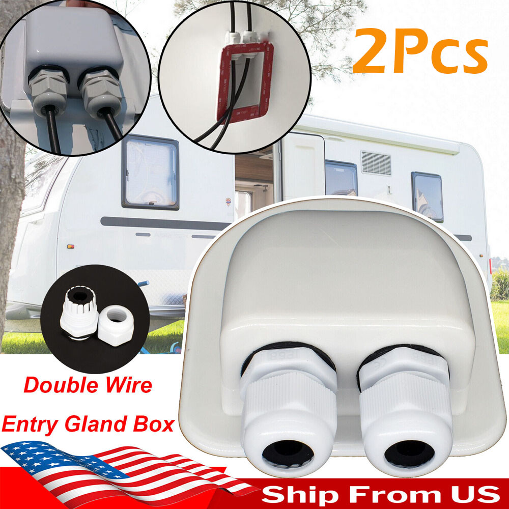 2x Double Wire Cable Entry Gland Box Roof Solar Panel Junction RV Caravan Boat