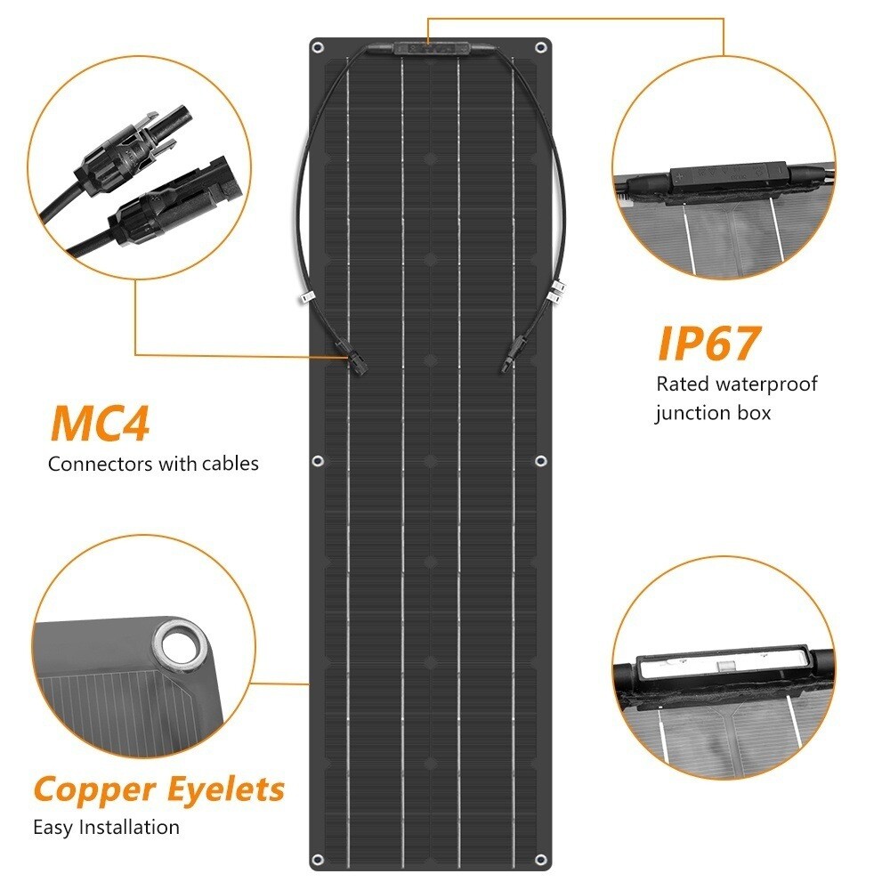 300W Watt Flexible Solar Panel 12V/18V Mono Home RV Roof Camping Off-Grid Power