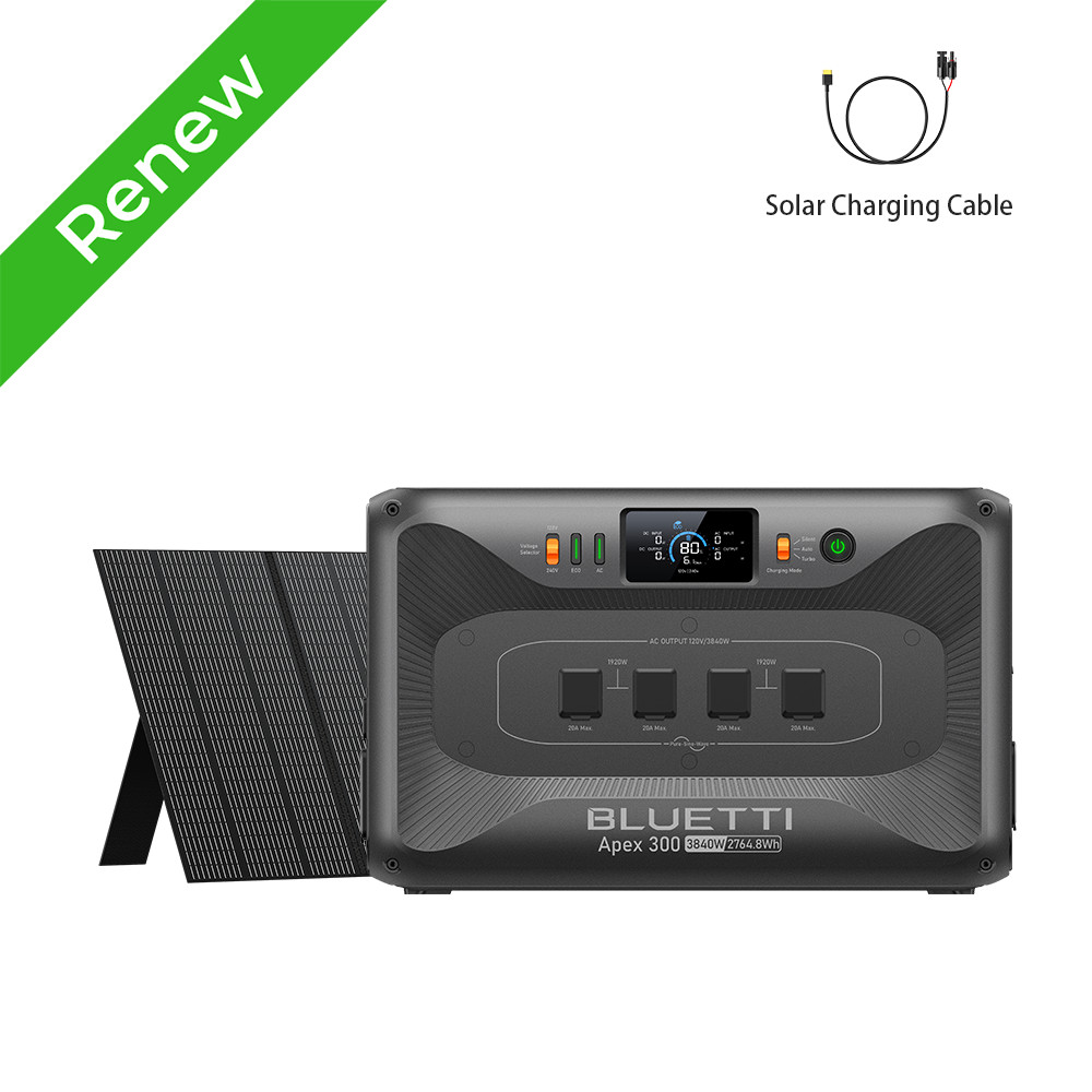 BLUETTI Apex 300 3840W 2764W Portable Power Station+350W Solar Panel Kit