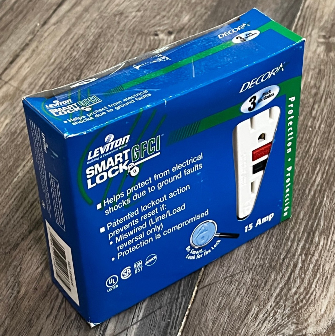 Leviton Decora SmartlockPro 15 amps 125 V Duplex Light Almond GFCI Outlet 3 PACK