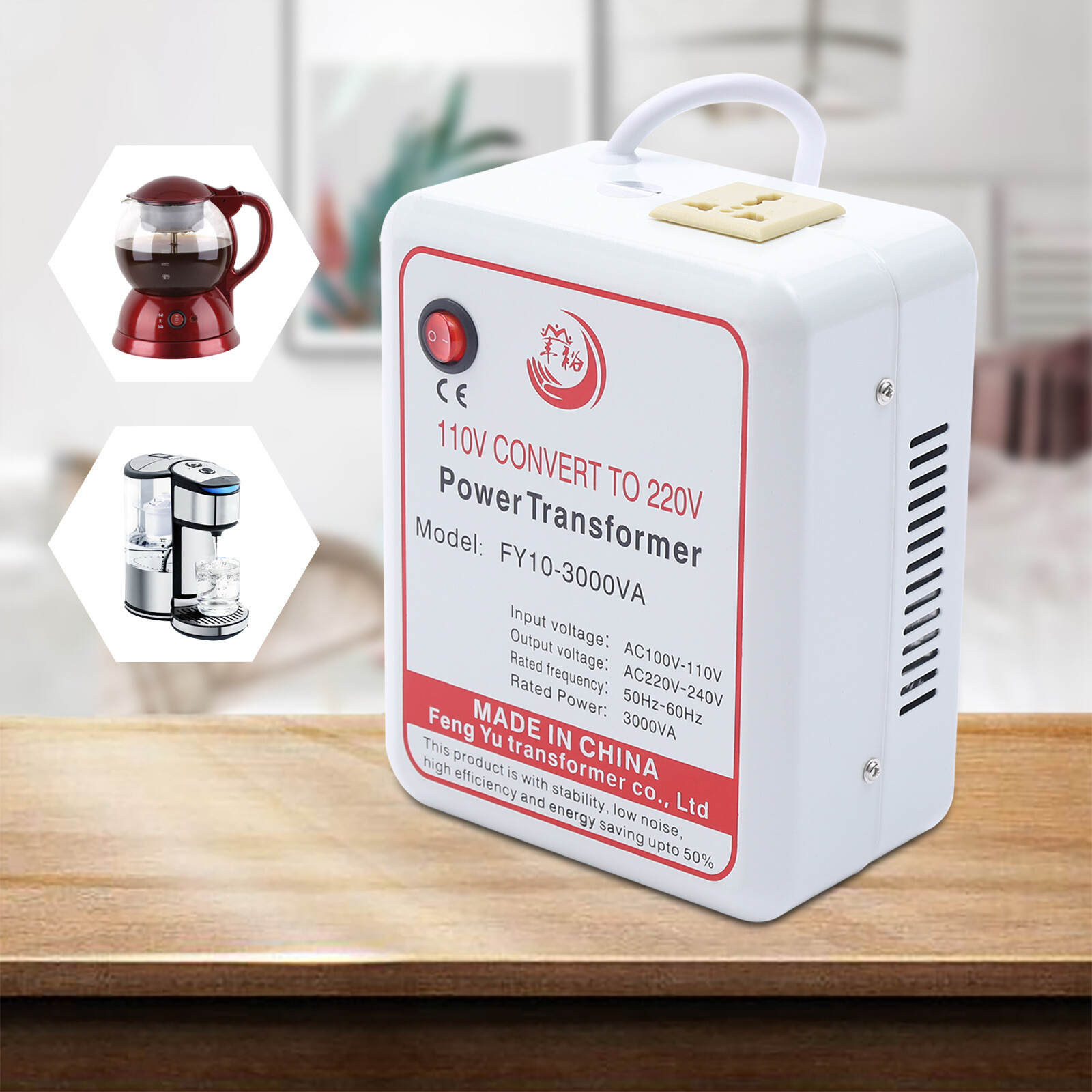 3000W Power Transformer Step Up Voltage Converter Adapter 110V-120V to 220V-240V