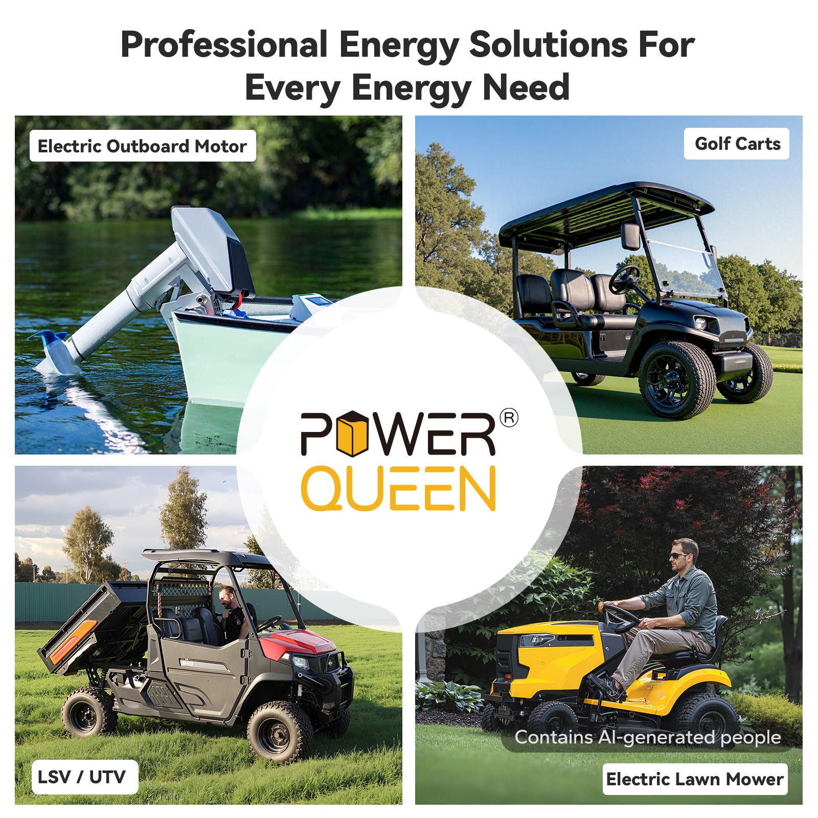 Power Queen 48V 30Ah Bluetooth Low Temp Golf Cart Lithium LiFePO4 Battery BMS