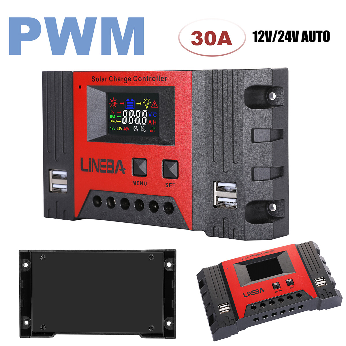 PWM 12V/24V/48V Solar Charge Controller with LCD Display LifePO4 Auto Regulator