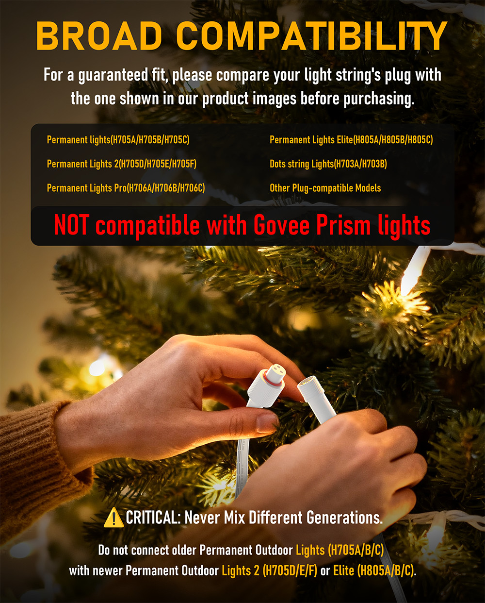 3 Pin Y-Splitter Extension Cable for Govee Permanent Outdoor Lights/Lights Pro