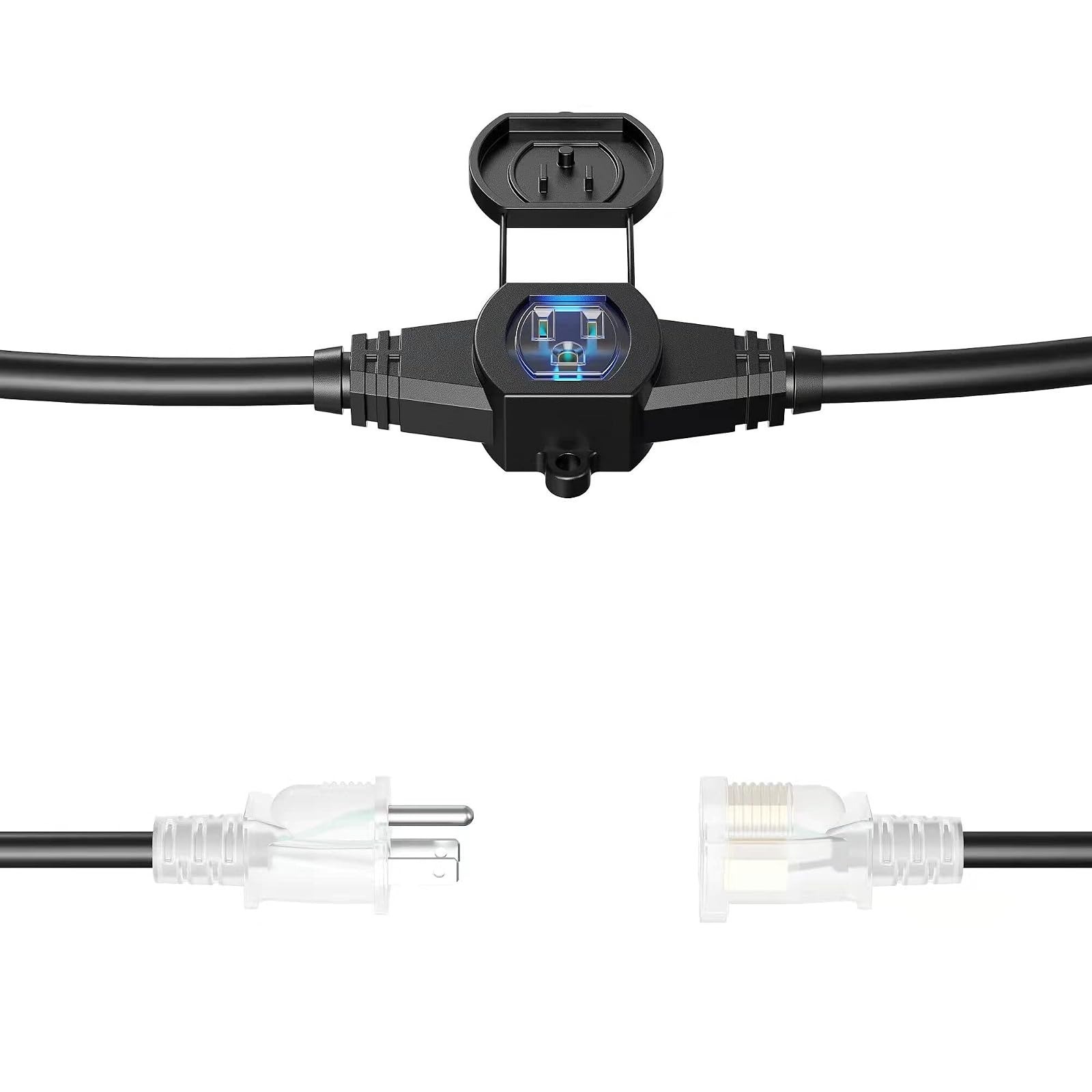 25ft Power Extension Cord 3 Prong 12 Gauge SJTW Cable 15A 125V Black