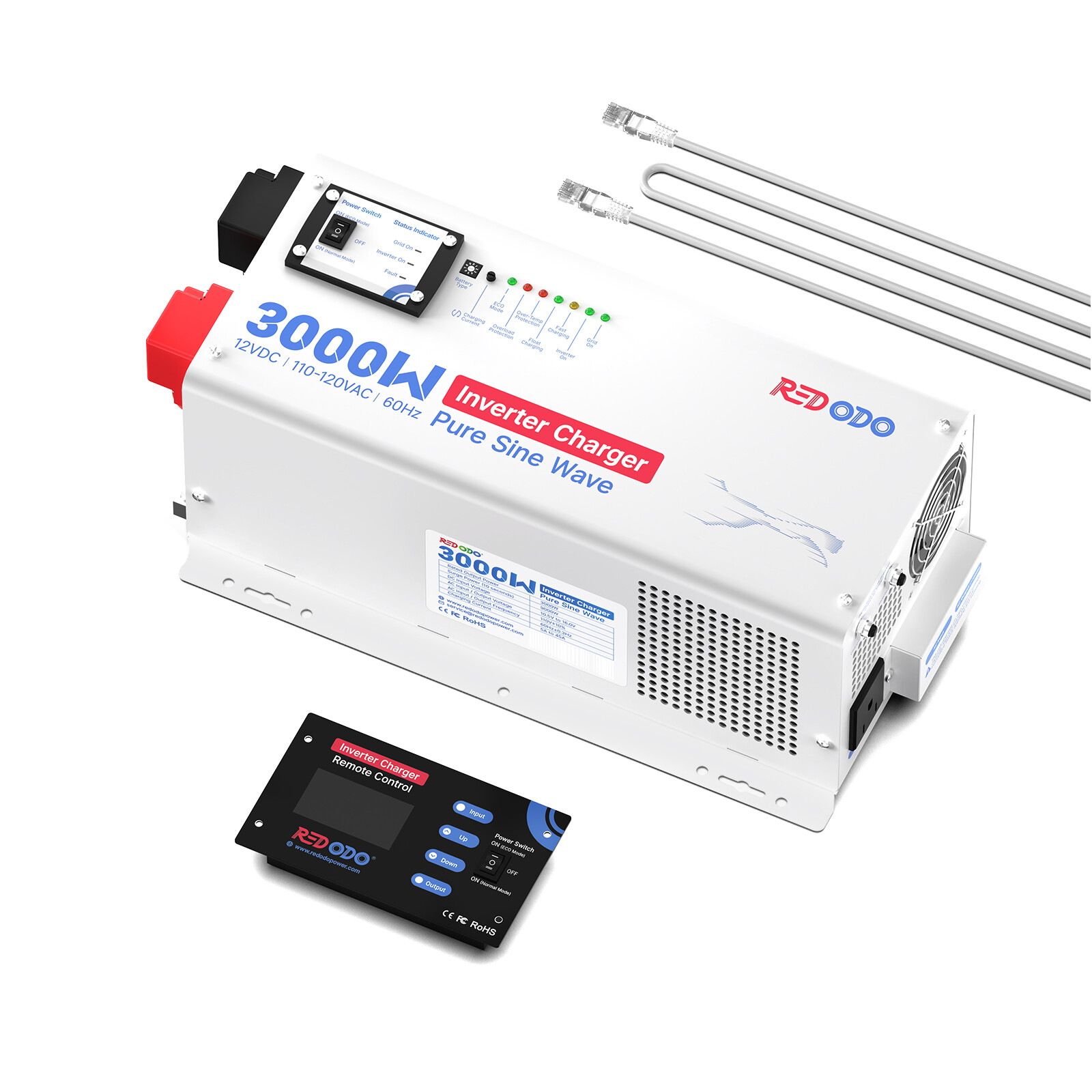 Redodo 3000w Pure Sine Wave Inverter Charger 12VDC to 120VAC Excellent Condition