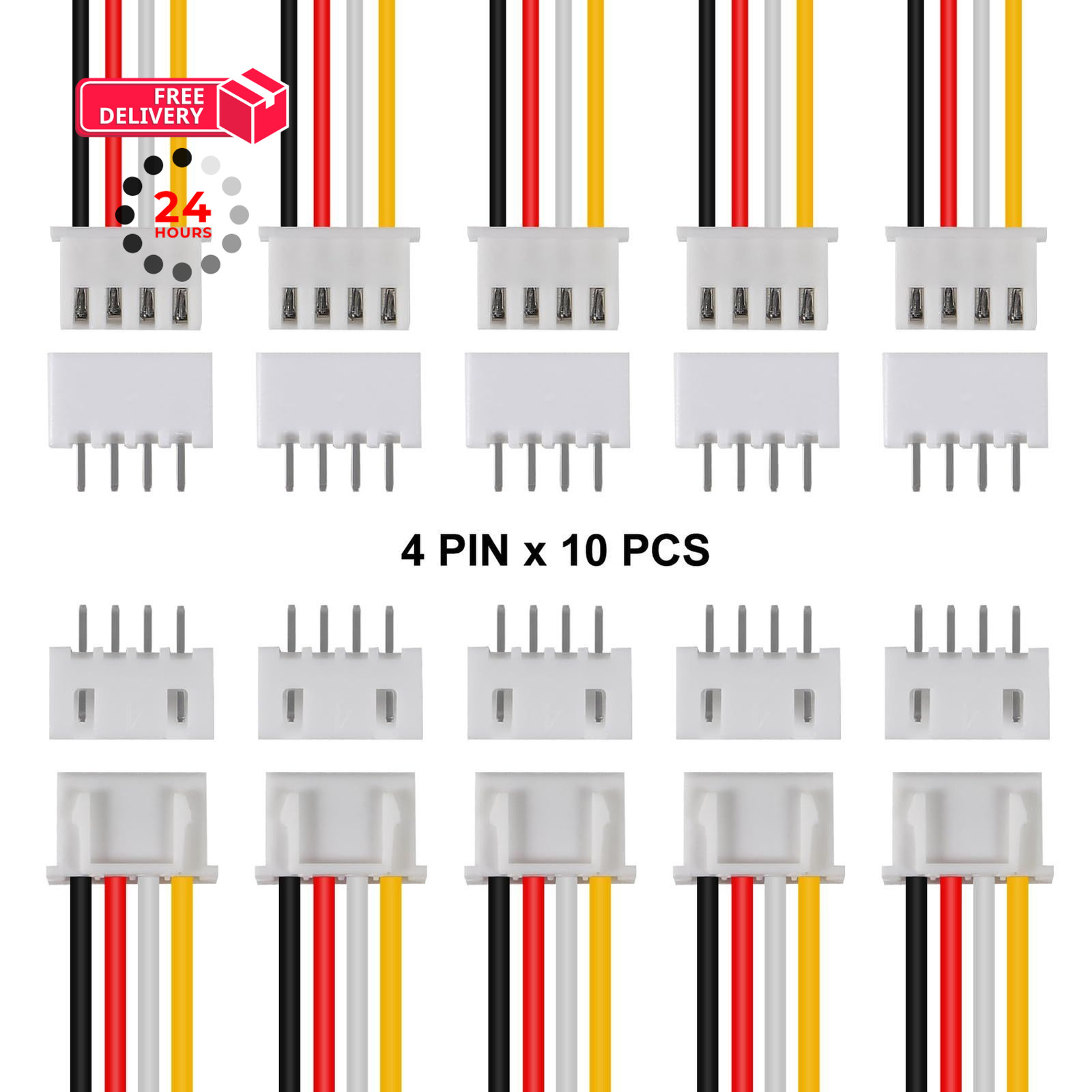 ACEIRMC 10Pairs JST-XH Connector Kit, XH 2.54mm 4 Pin Header Male and 4P