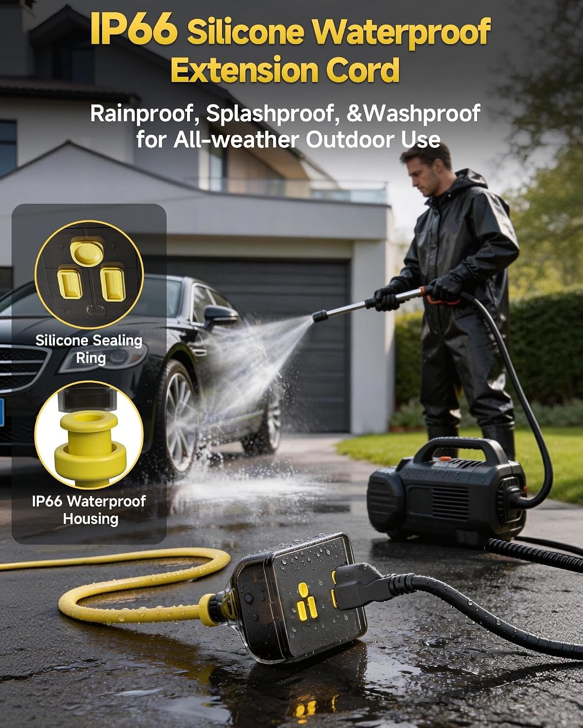 Waterproof & Scratch-Resistant 25 Ft Outdoor Extension Cord for All Devices