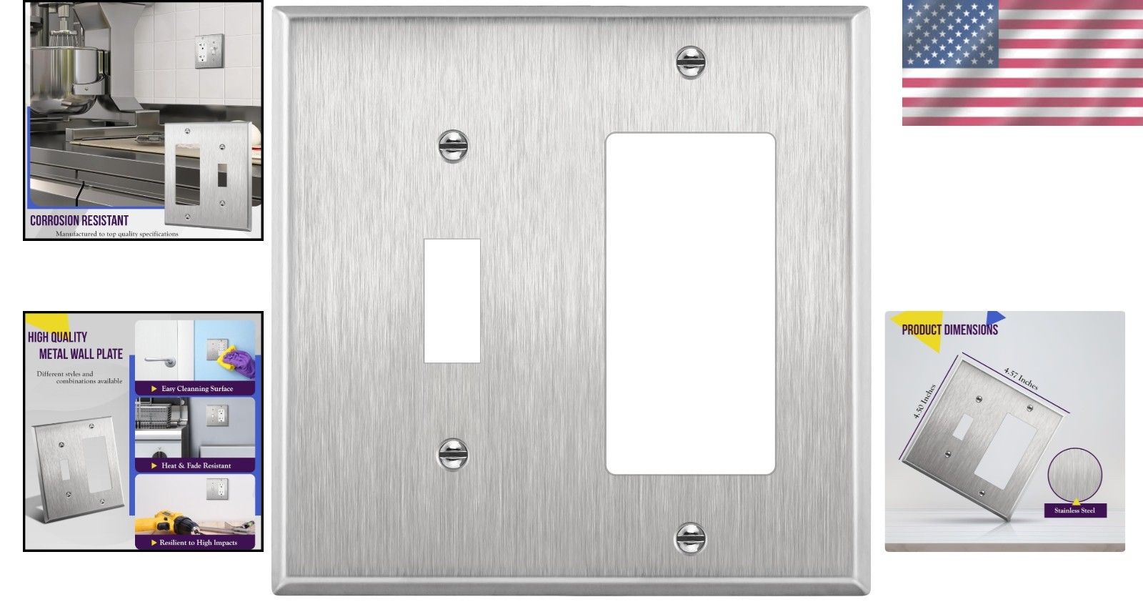 Stainless Steel 2-Gang Toggle Switch Wall Plate – Corrosion & Heat Resistant