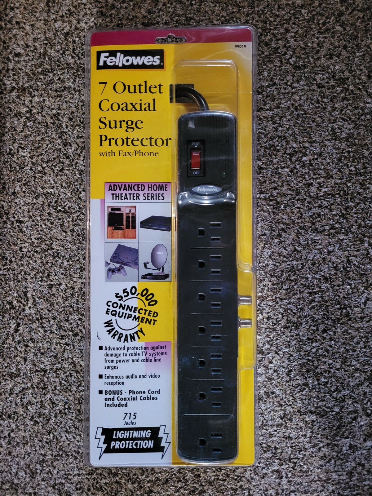 Surge Protector Power Strip 7 Outlet Tel/Fax/Coax with cables Lifetime Warranty