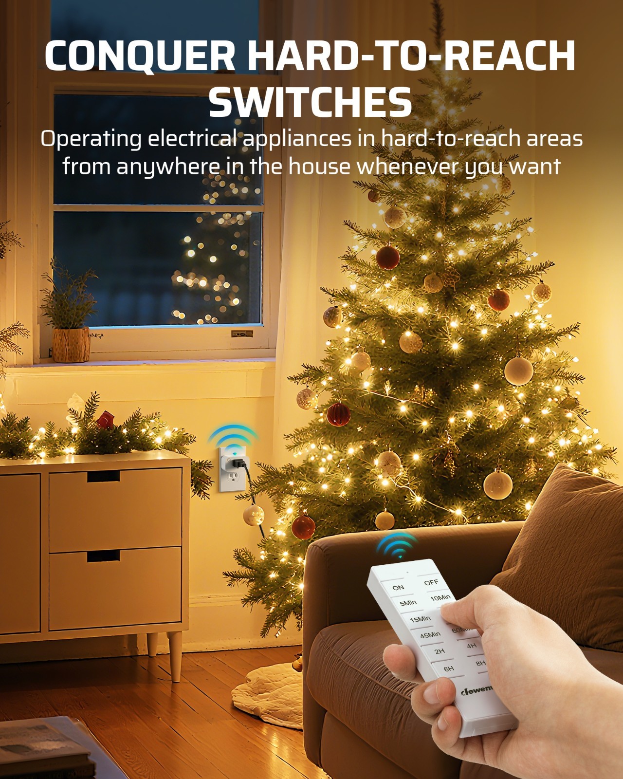 EDISHINE Wireless Remote Control Outlet with Timer, Indoor Remote Timer Outlet