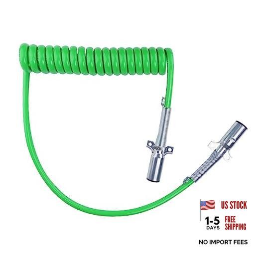 Green ABS Electrical Power 15FT Longtail Coiled Cord – 7 Ways