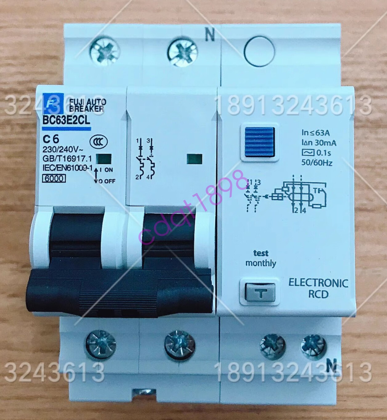Fuji Electric Leakage Protection Circuit Breaker BC63E2CL-2P006B BC63E2CL- C6