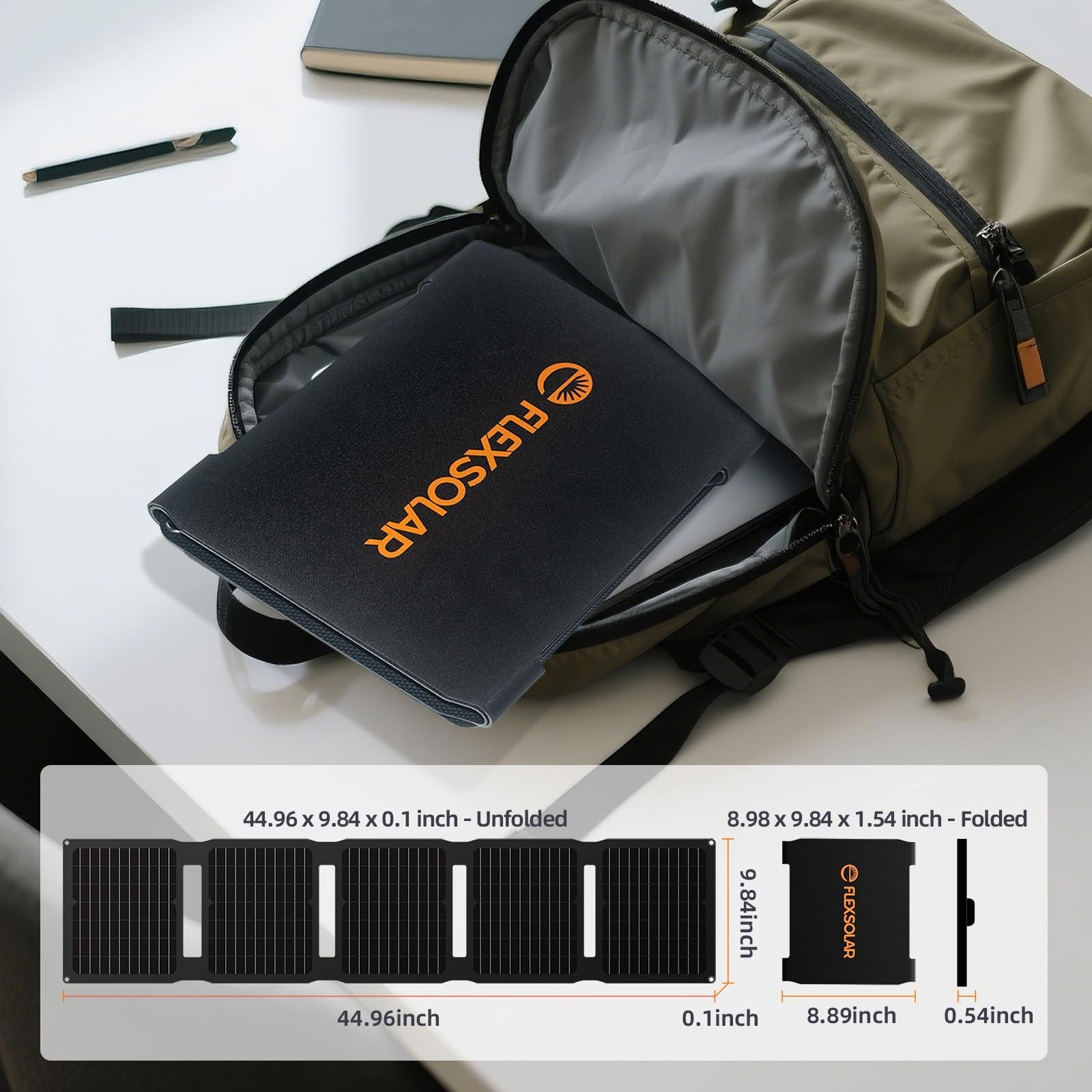 FlexSolar 40W Solar Panel USB-C PD2.0 QC3.0 19V DC IP67 Foldable for Camping