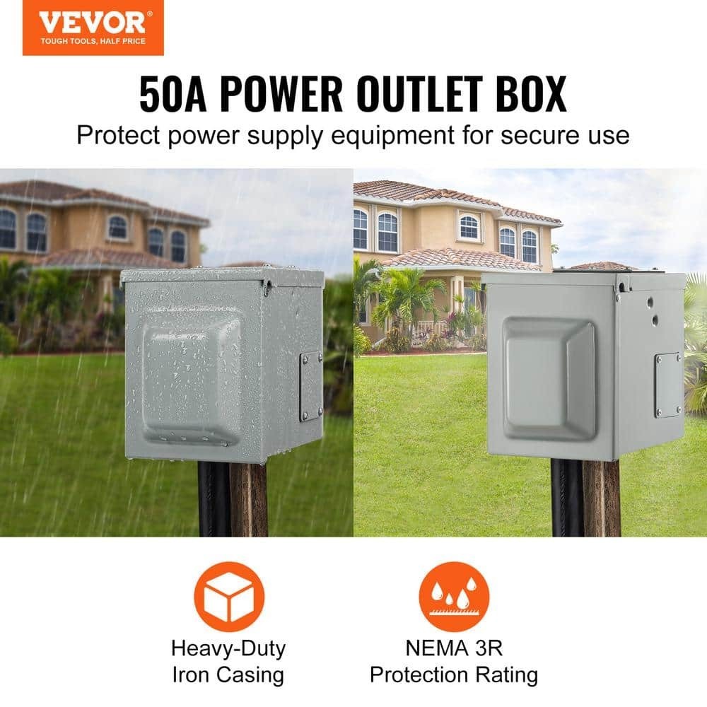 RV Power Outlet Box Indoor/Outdoor 50 Amp 125-Volt/250-Volt Receptacle Outlet