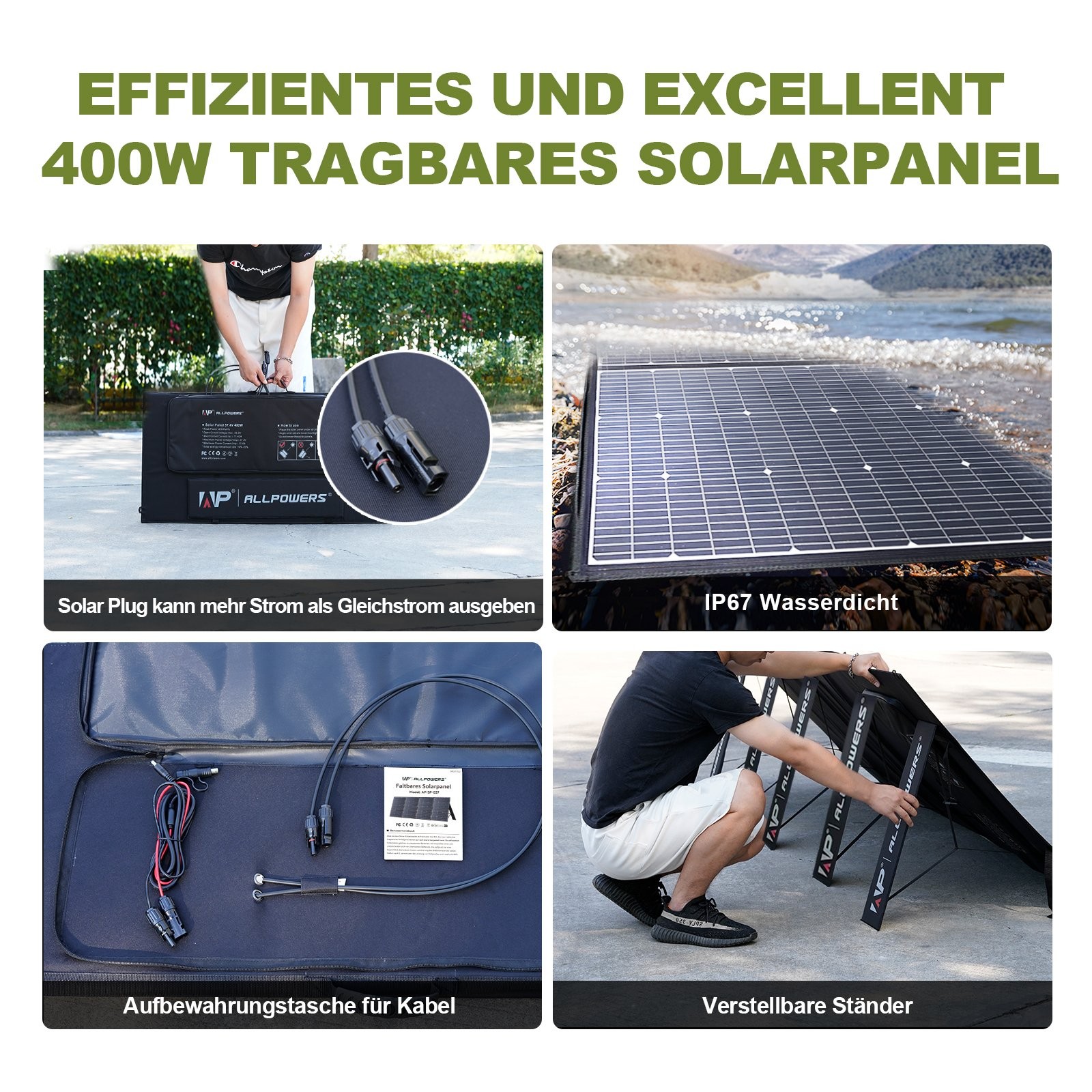 ALLPOWERS 100W 200W 400W Portable Solar Panel Foldable for Power Station