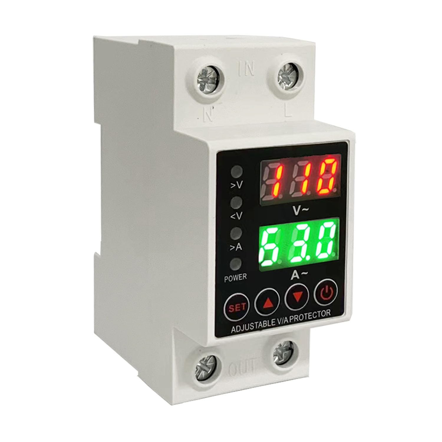 63A Smart Voltage Protector 110V 220V LCD Display Adjustable DIN Rail Mount