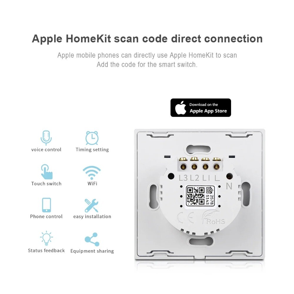 Melery Apple Homekit Smart Wall Switch WiFi Remoted Control Ewelink Google Home