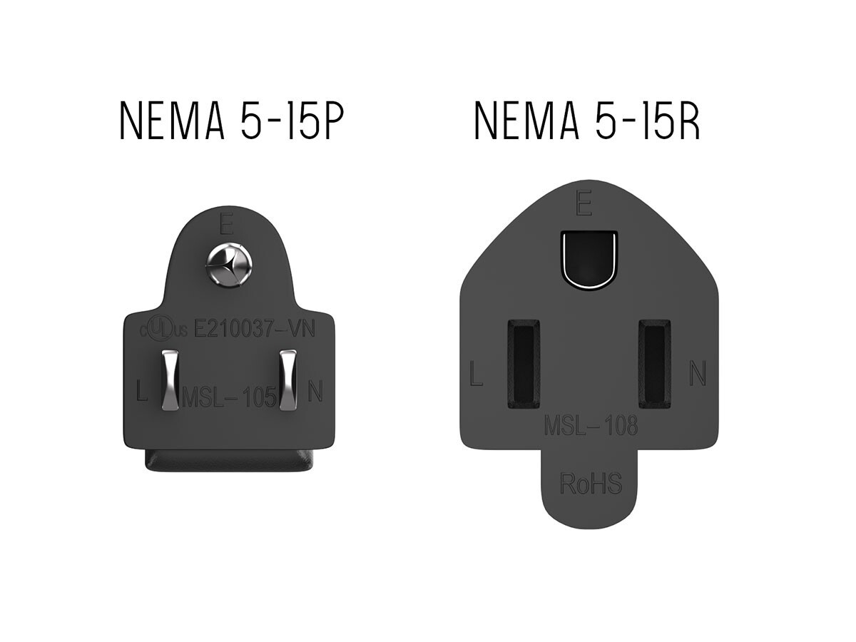 2ft NEMA 5-15P to 5-15R Heavy Duty Power Extension Cord, 16AWG SJT 13A/125V, …