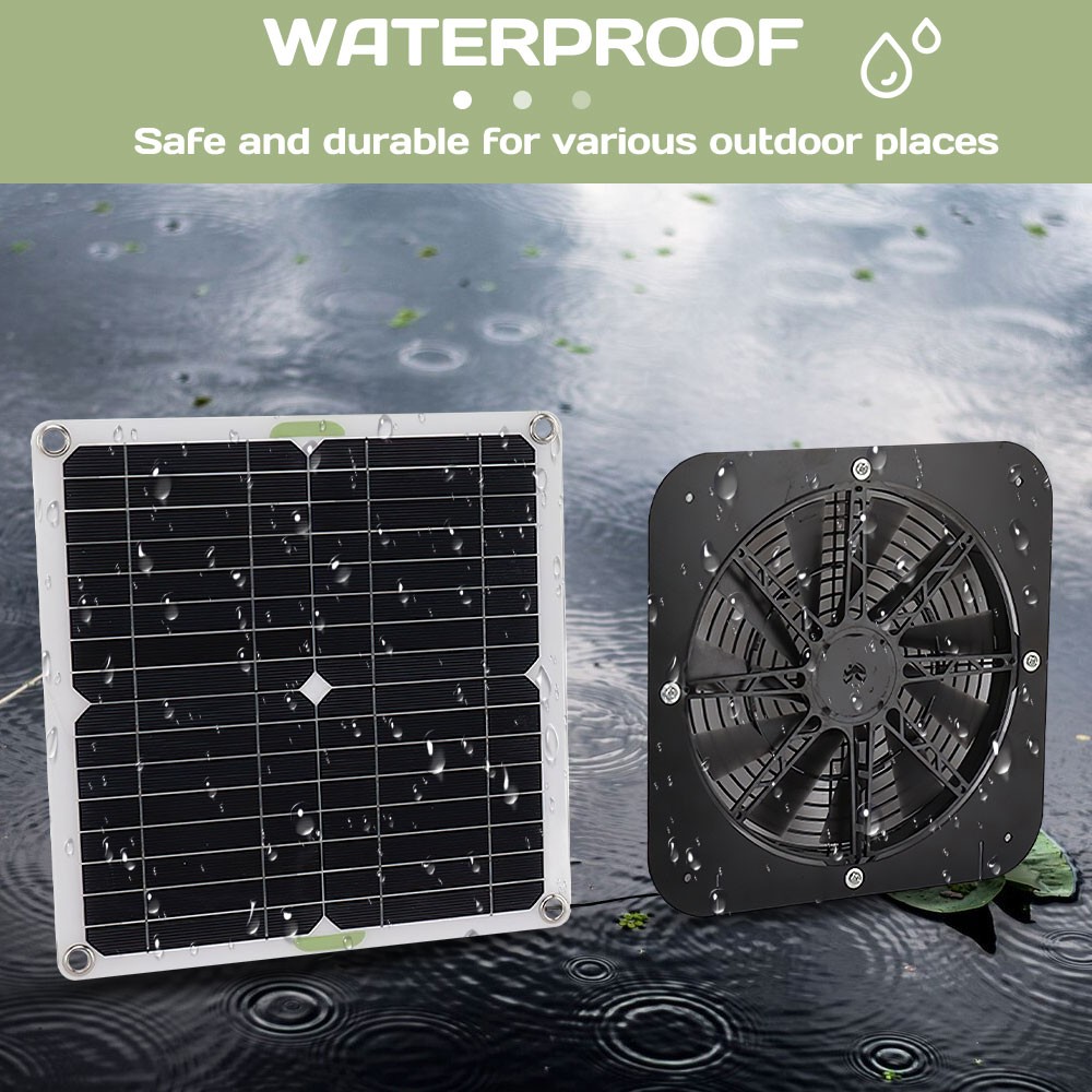 100W Solar Powered Exhaust Fan IP68 Waterproof Ventilation Kit for Chicken Coop
