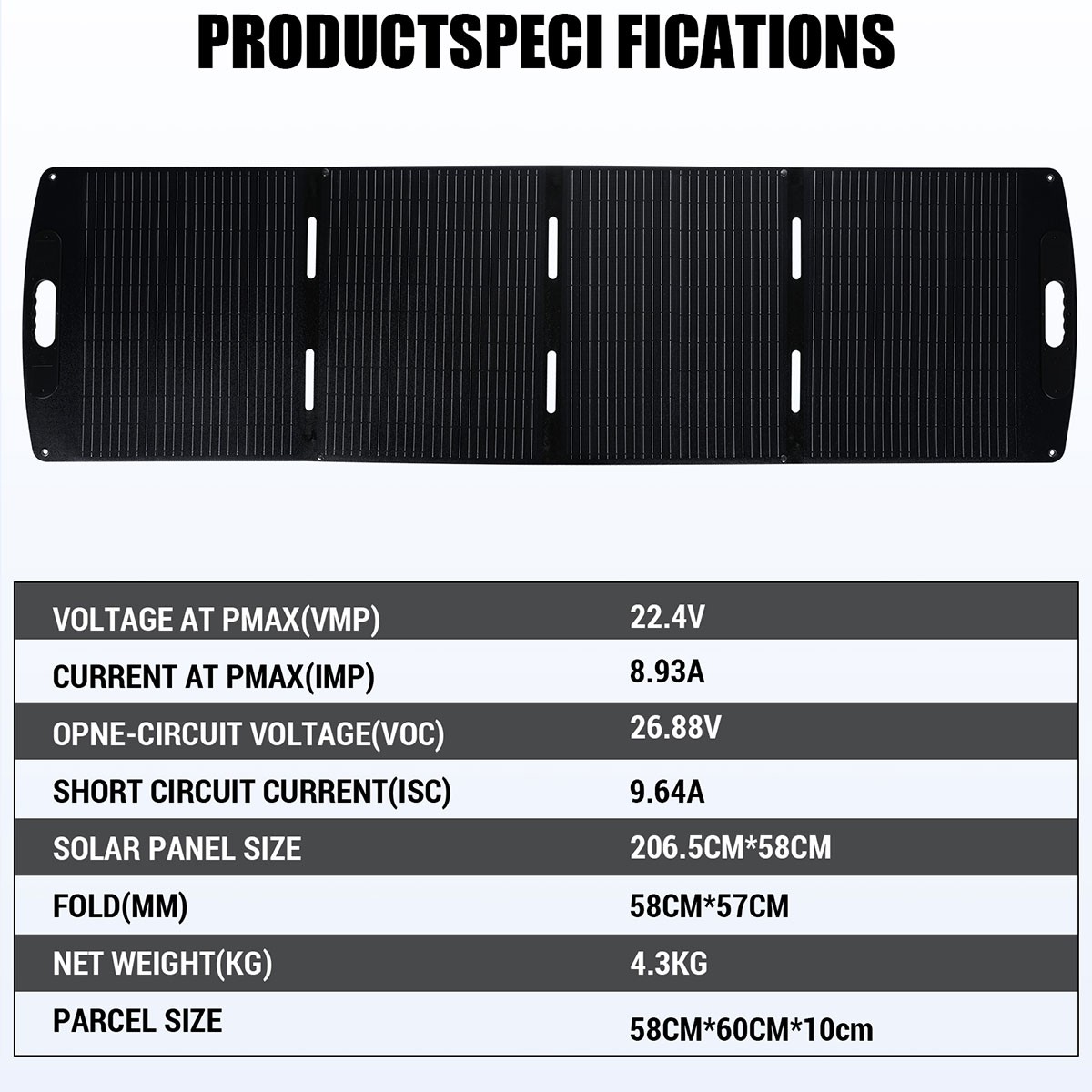 200W Foldable Mono Solar Panel Kit IP65 for Power Station Generator Power Outage