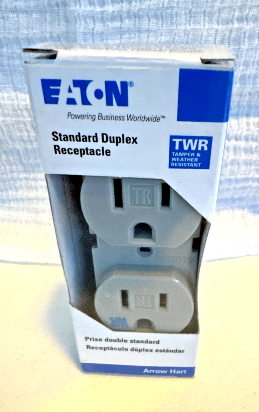 Eaton Gray 15A Outlet Model #TWRBR15GY-BX-LW Tamper And Weather Resistant