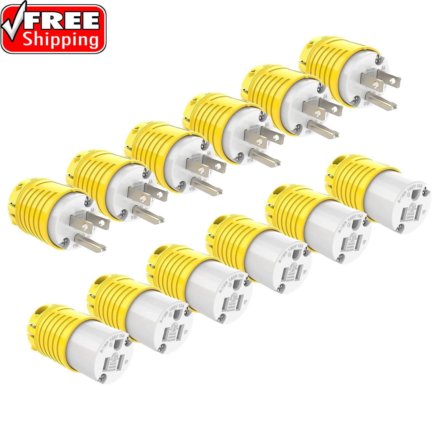 Extension Cord Ends Male and Female Plug, 15 Amp 125 Volt Heavy Duty Replacement
