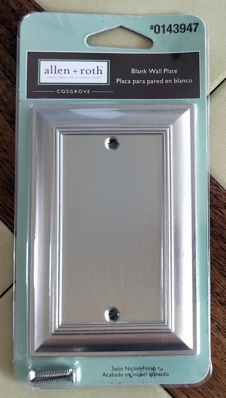ALLEN + ROTH Classic/Modern Satin Nickel Blank Wall Plate (0143947) – NOS