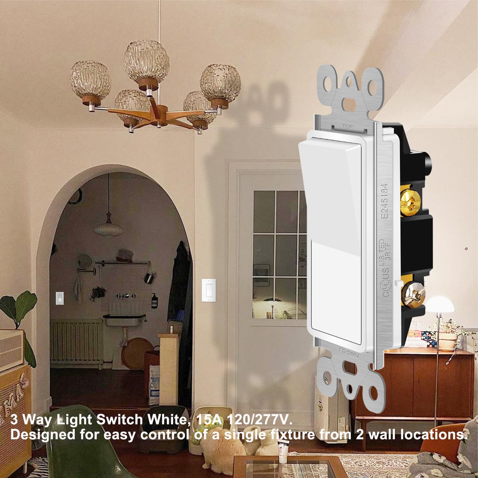 3 Way Switch White, Greencycle 4 Pack Three Way/Single Pole Light Switch Rocker