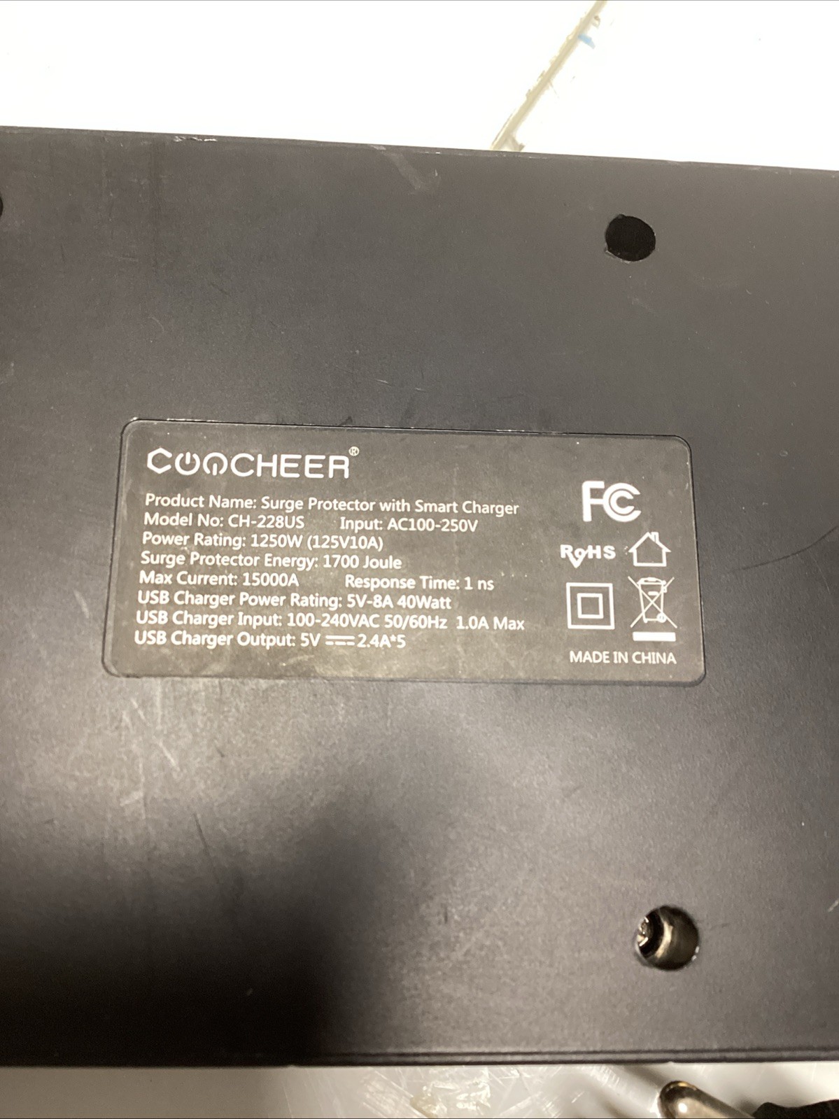 Coocheer CH-228US 8-Outlet Surge Protector Power Strip W/ Smart Charger T-660