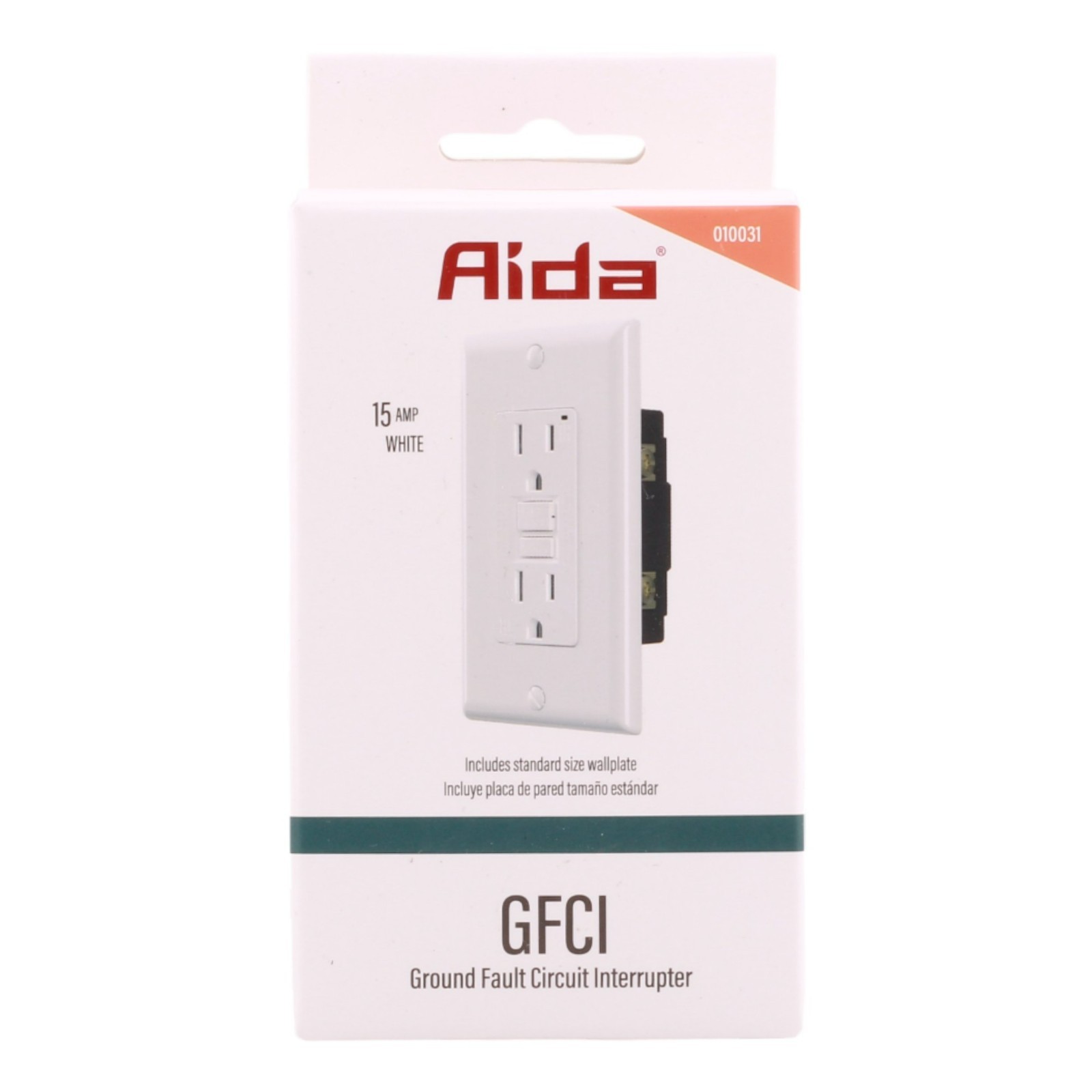NEW Aida 010031 15A GFCI Receptacle w/ LED, Self-Test, TR, 120V, White