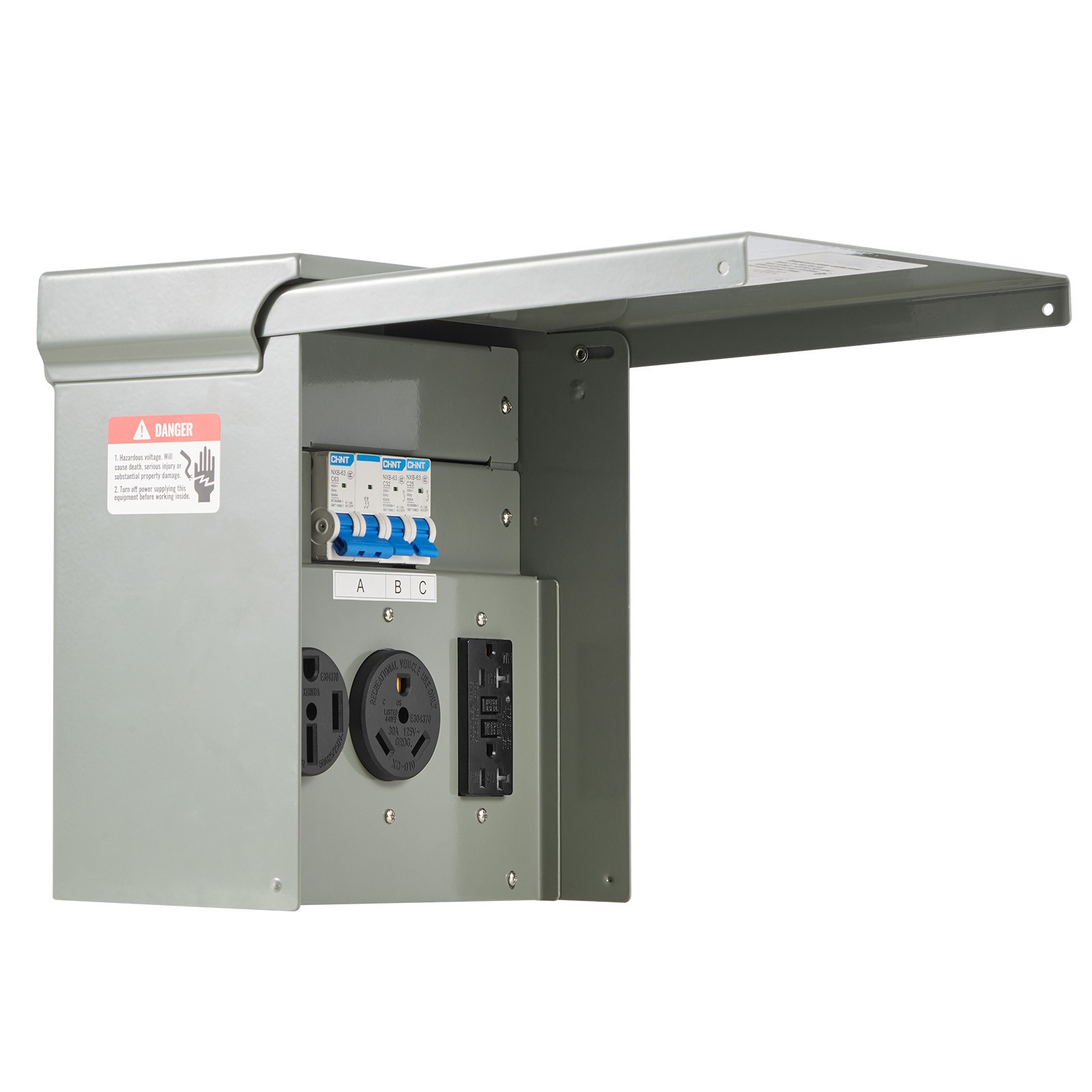 Uimoso Temporary Power Outlet Panel RV Electrical Panel 20 30 50 Amp Outlet Box