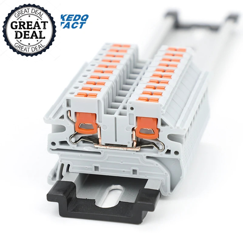 Rail Terminal Block 2.5Mm² Cable Wiring Electrical Wire Push-In Connector 10Pcs