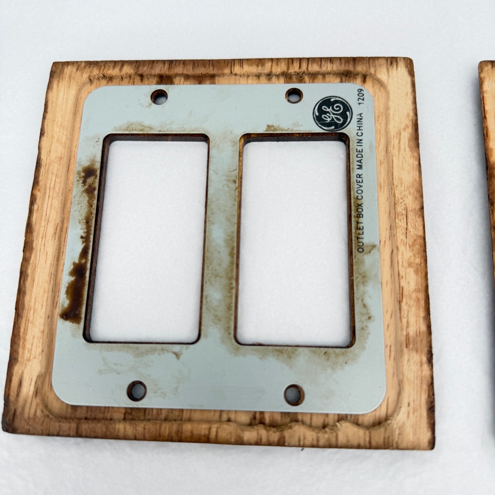 GE Wood Wall Plate 2 Gang Rocker Light Switch Cover Brown Oak Finish Home Decor
