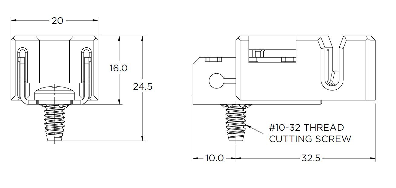 (1) QTY TYCO SOLKLIP SOLAR GROUNDING CLIP 1954381-1 #10-32 SCREW -FREE SHIPPING!