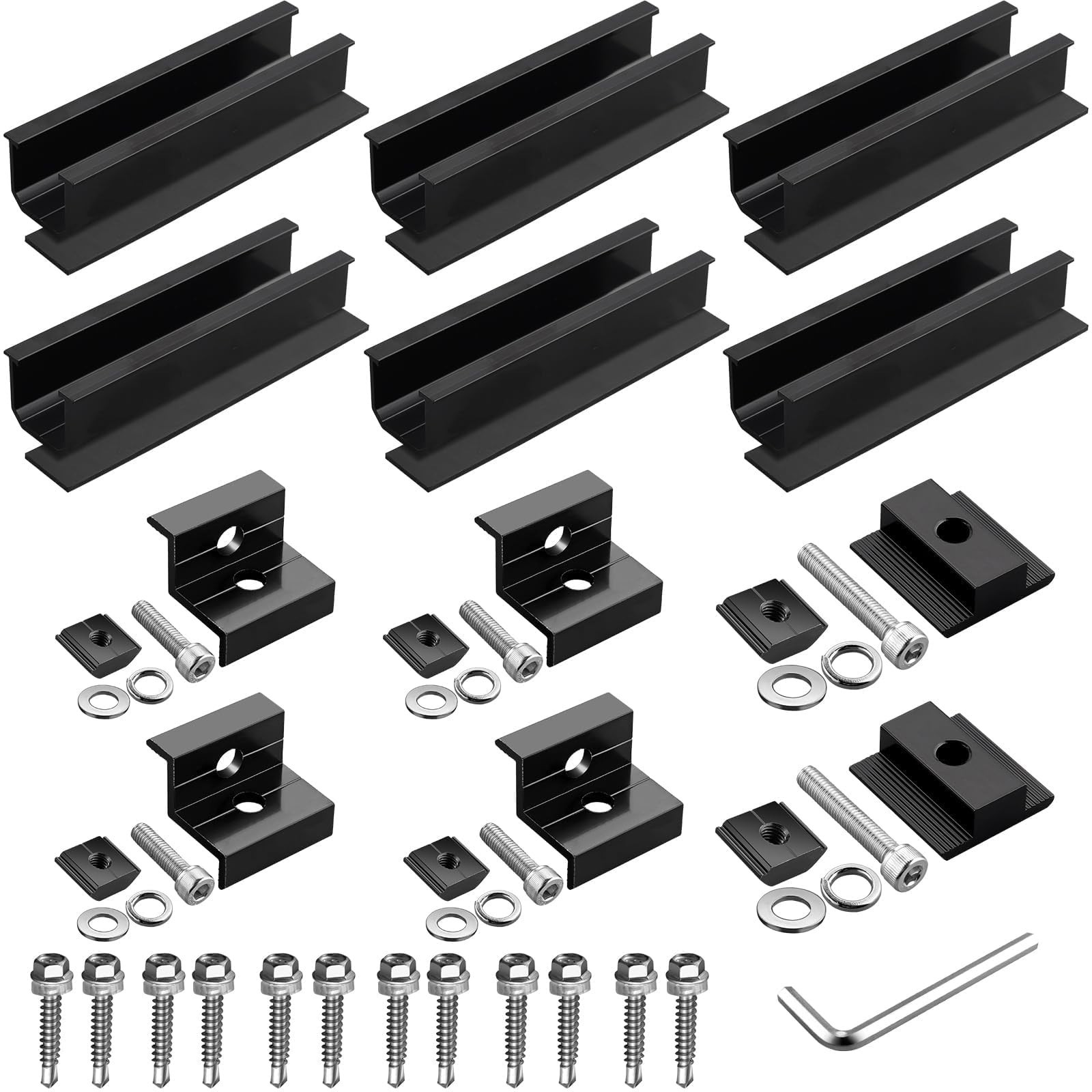 Anbte 6PCS Solar Panel Mounting Kit Roof, 4.72″ Solar Rail & Clamps GR309-GR319