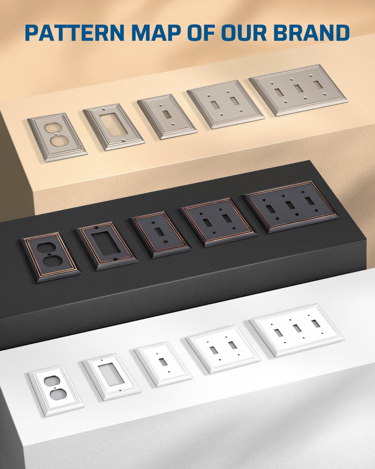 DEWENWILS 2-Pack Brushed Nickel Toggle Wall Plates, Double Gang Metal Switch