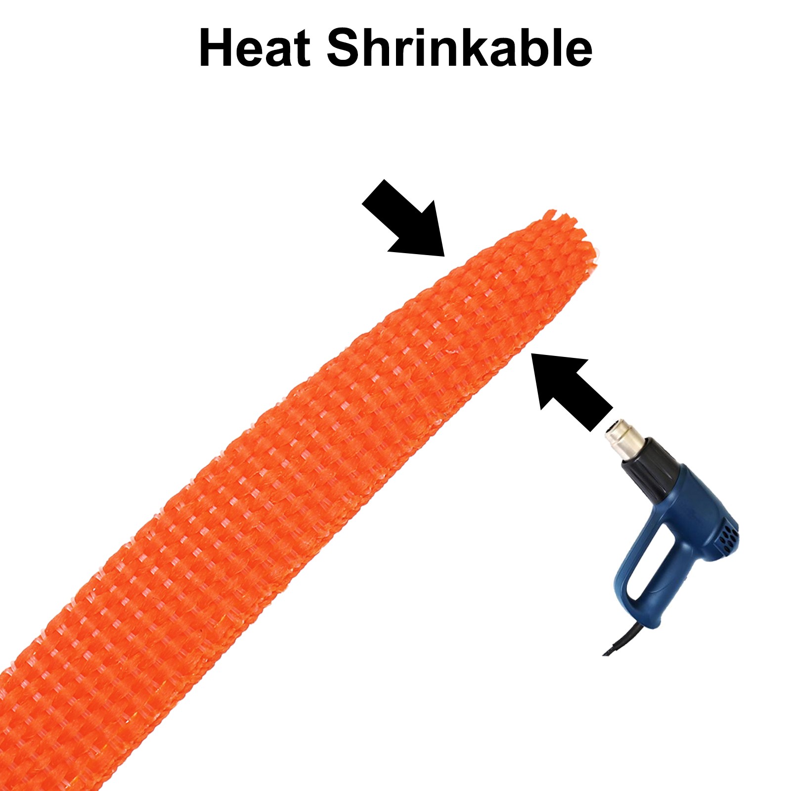 Braided Cable Sleeves Heat Shrinkable Fabric Sleeving , 3/8″ 3ft Orange
