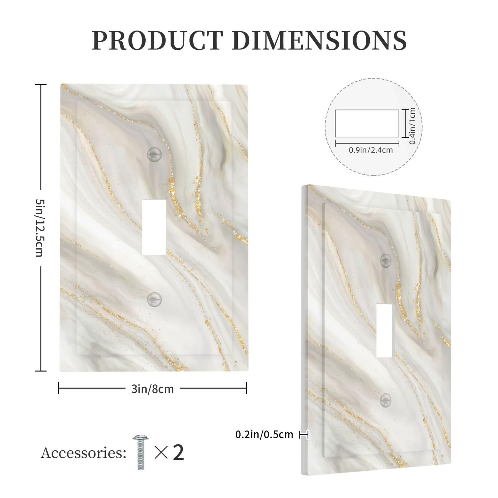 CKHTER White Gray Gold Marble 1 Gang Single 1 Toggle, marble
