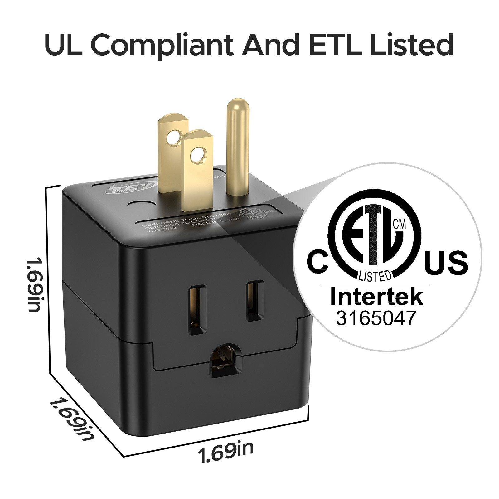 3-PACK Adapter, Multi Plug Wall Outlet Extender, Grounded Wall Tap Power Plug