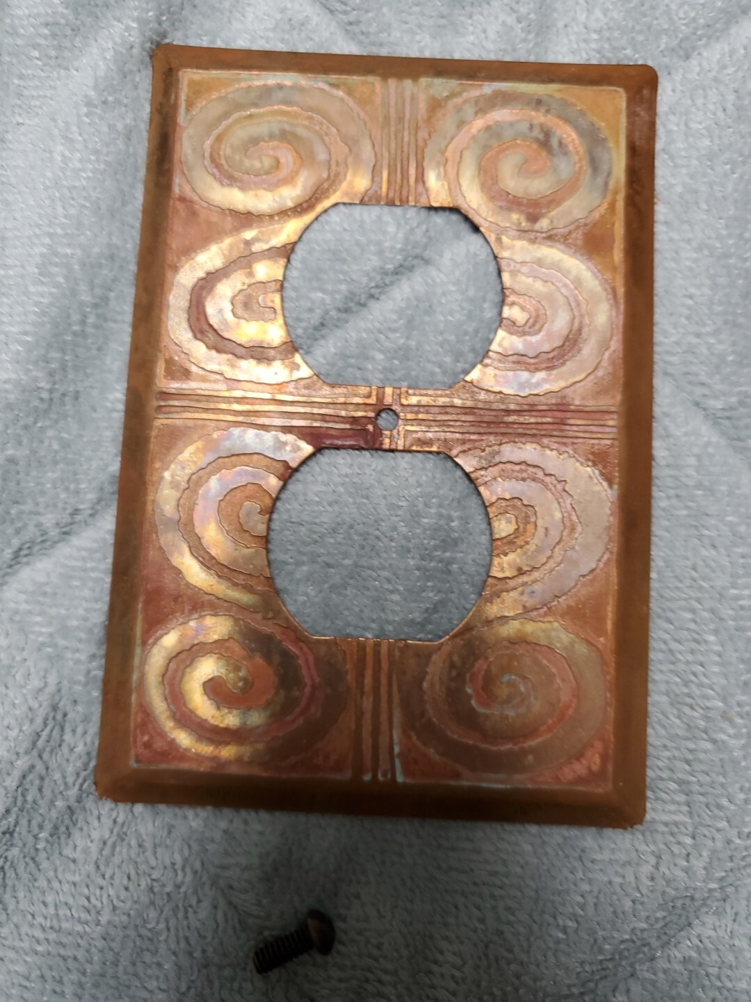 Vintage Copper Decorative Plug Outlet Plate Flopping Fish 4.75h X 3.25 NWT