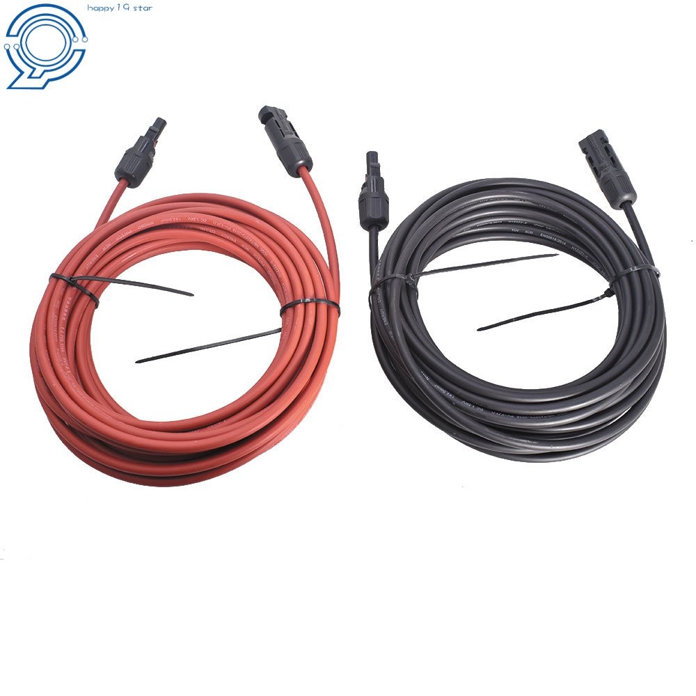 1 Pair 30 FT Black + Red 12AWG Solar Panel Extension Cable Wire Connector