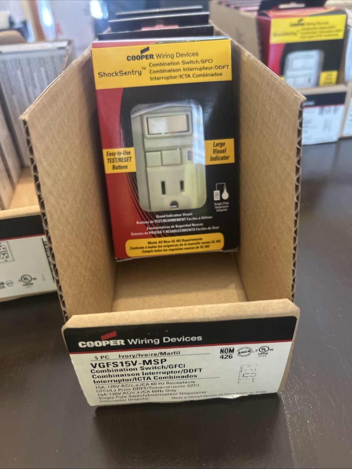 NEW Cooper VGFS15V-M-L Combination Switch with GFCI Outlet & Wallplate 15A Ivory