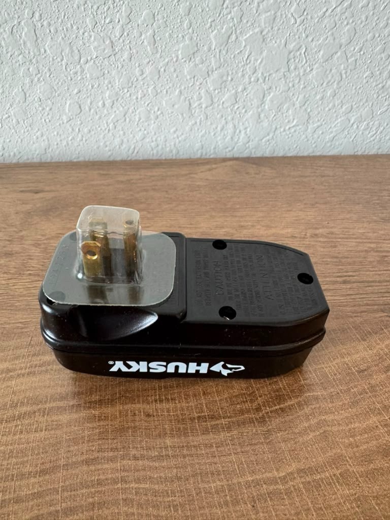 Husky Portable GFCI Plug Adapter 3-Prong Ground Fault Circuit Interrupter Black