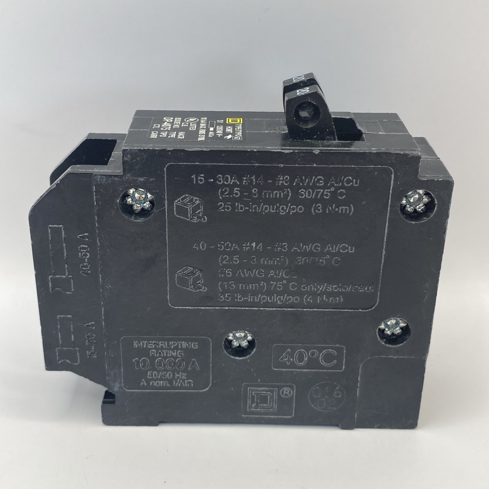 Square D HOMT2020 Two 1P 20 Amp Tandem Circuit Breaker