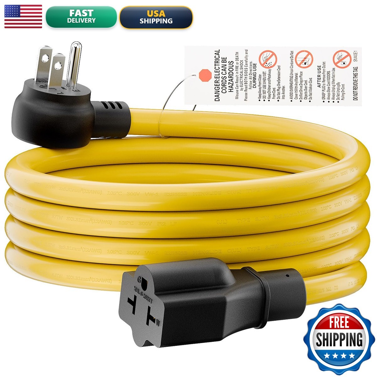 Plugrand XHL-006A Indoor/Outdoor Angled 4 in 1 Extension Cord 3 Prong